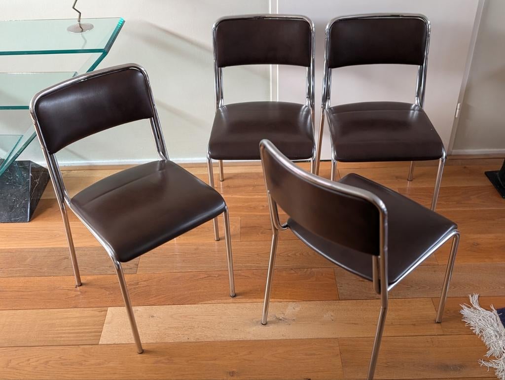 Set van 4 vintage buisframe stoelen - Bauhaus retro, Ophalen of Verzenden