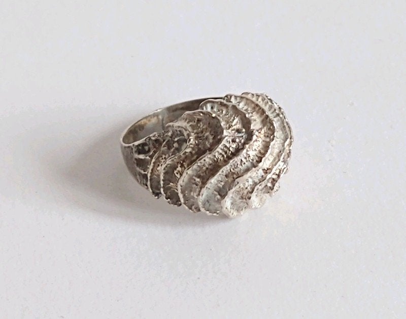 Ring - 1960’s sterling zilver ring ‘brutalistisch’ stijl, Gebruikt, Ophalen of Verzenden, Kleiner dan 17, Dame