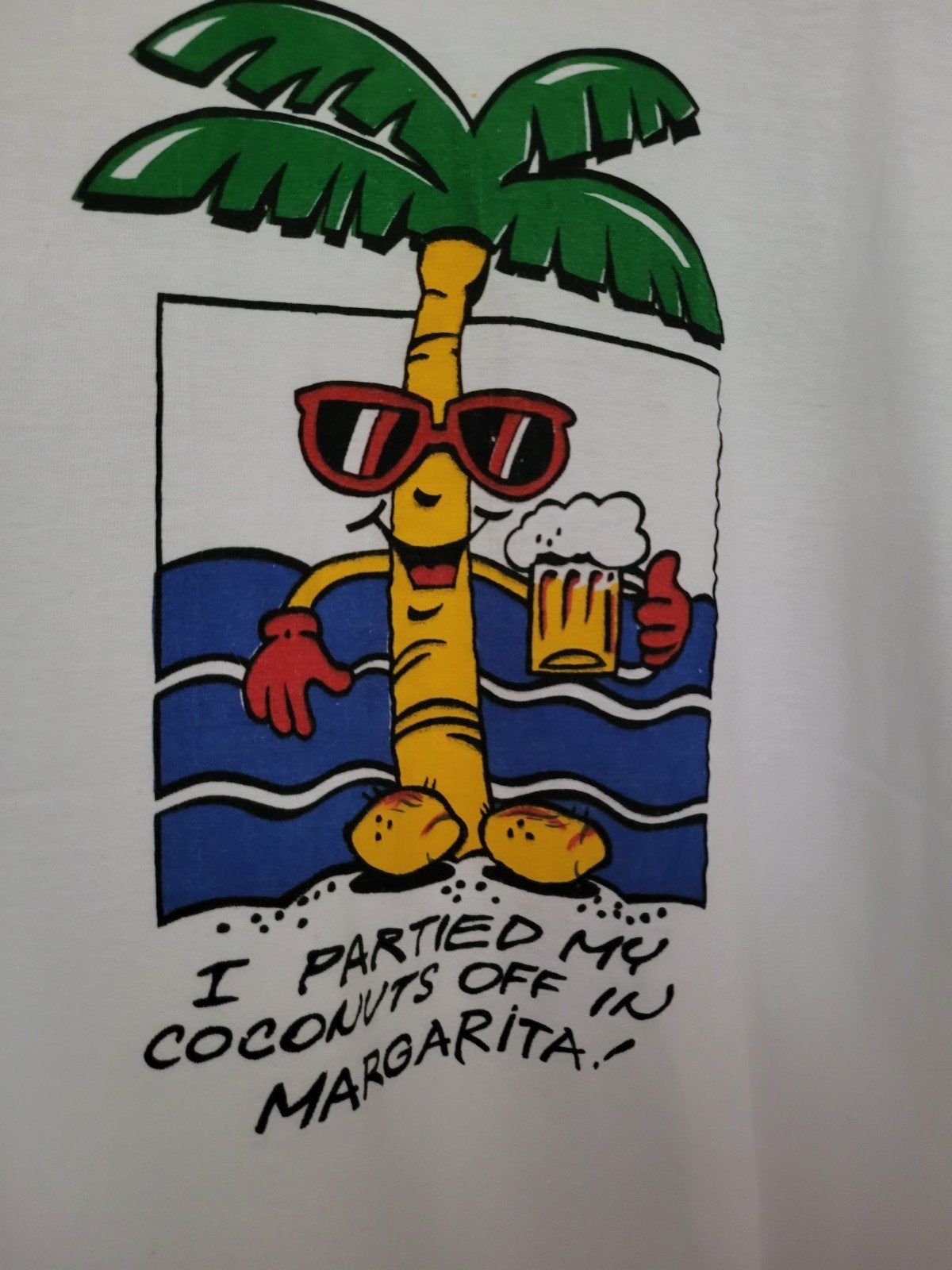 Vintage T-shirt "I Partied My Coconuts Off in Margarita", Ophalen of Verzenden, Nieuw, Maat 48/50 (M), Wit