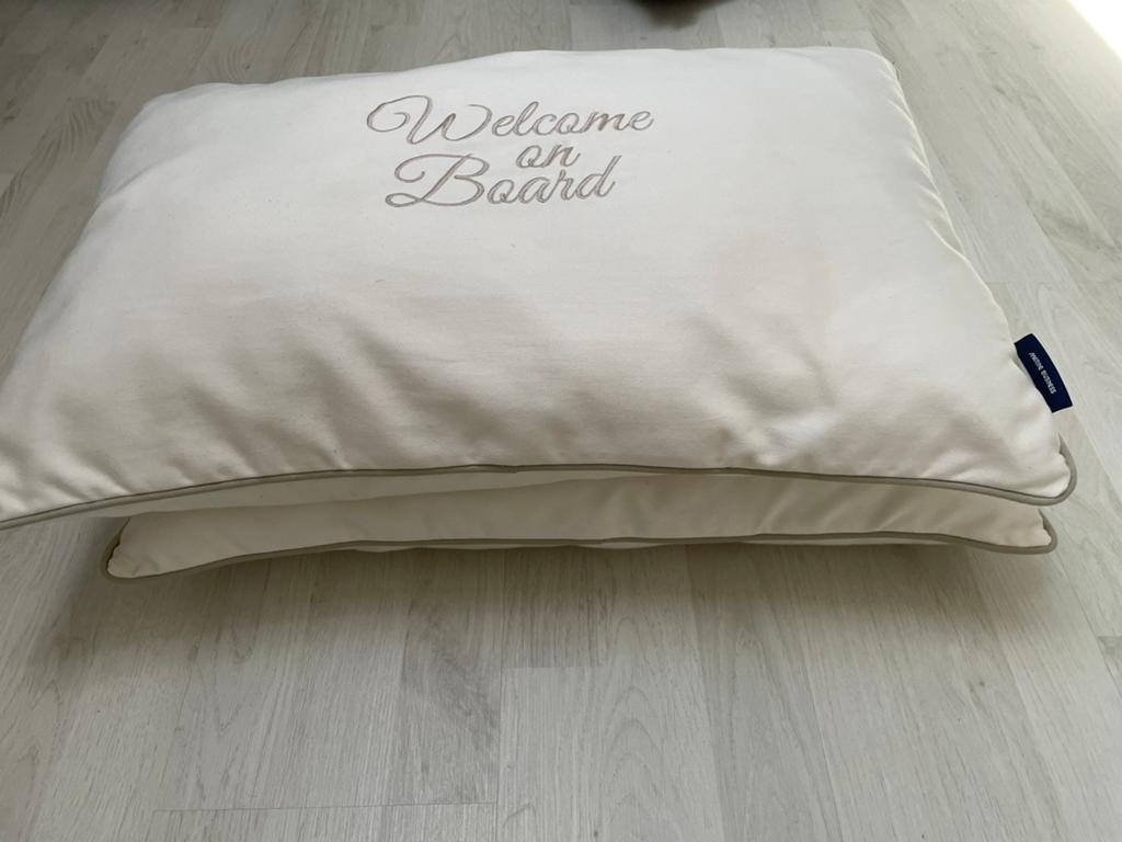 2 Sierkussens boot welkom aan boord creme, Ophalen, Zo goed als nieuw