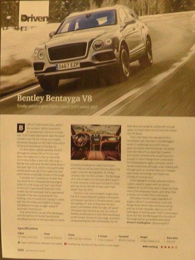 Bentley Bentayga V8 ? eerst 12x autotest lezen, Ophalen, Gelezen