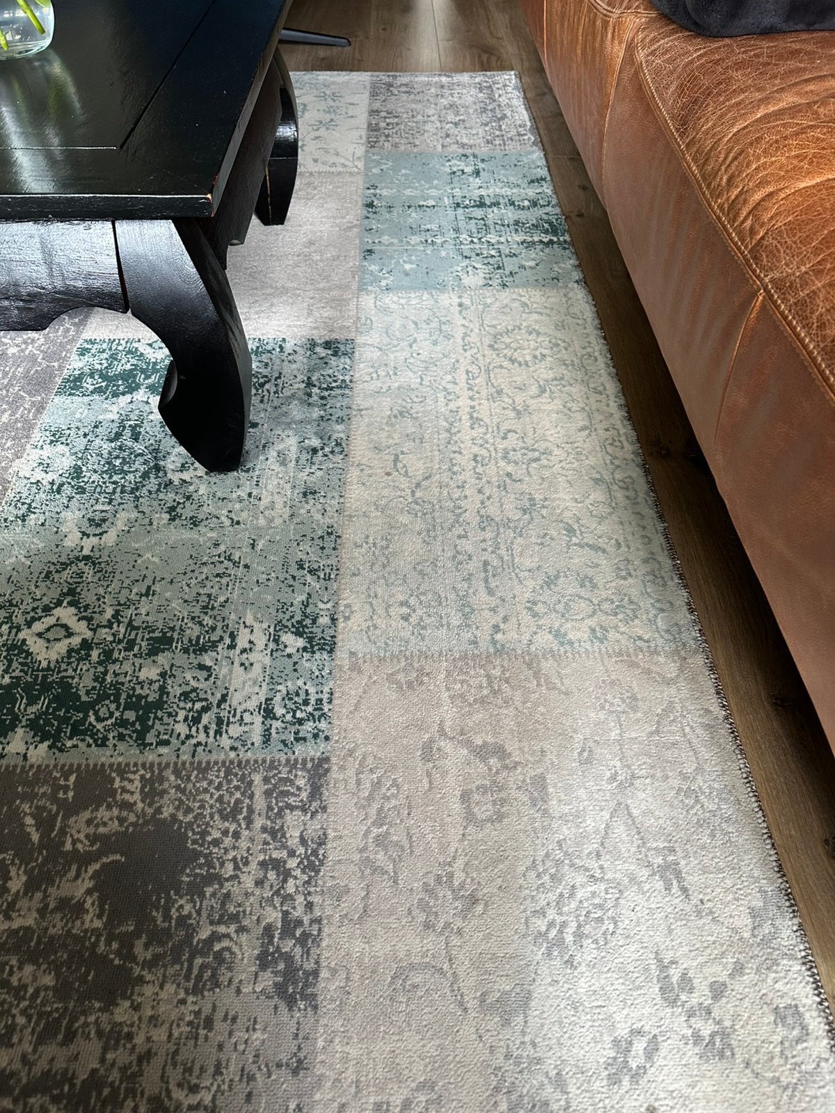 Modern patchwork karpet, vloerkleed, Ophalen, Blauw, Zo goed als nieuw, 200 cm of meer