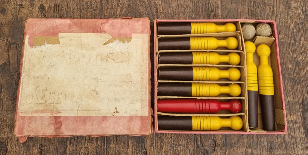 Vintage houten kegelset, Antiek en Kunst, Antiek | Speelgoed, Ophalen of Verzenden