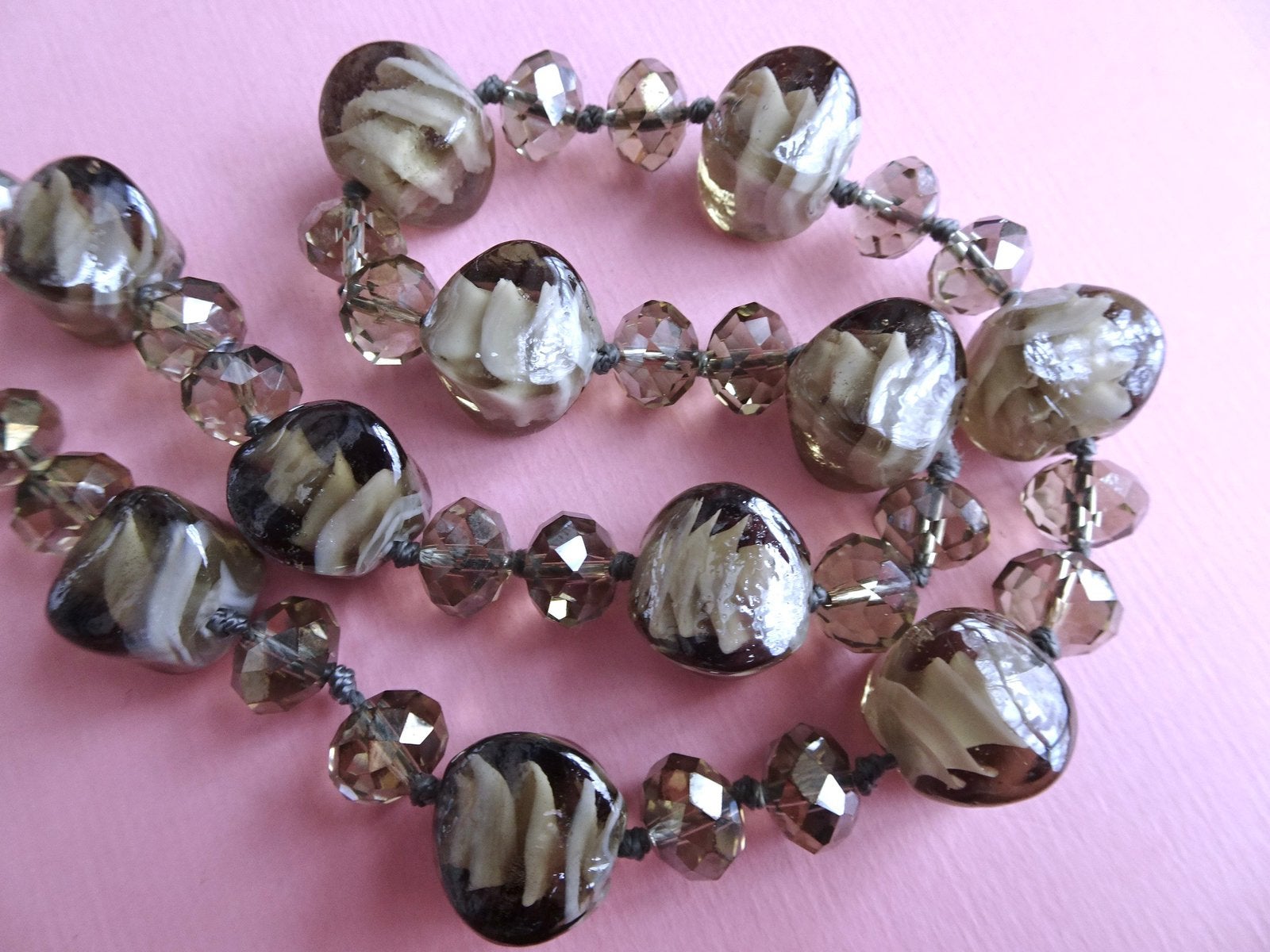 jwg Vintage 40s Art Deco Murano glas aurora kralen ketting, Sieraden, Tassen en Uiterlijk, Verzenden, Overige materialen, Ketting