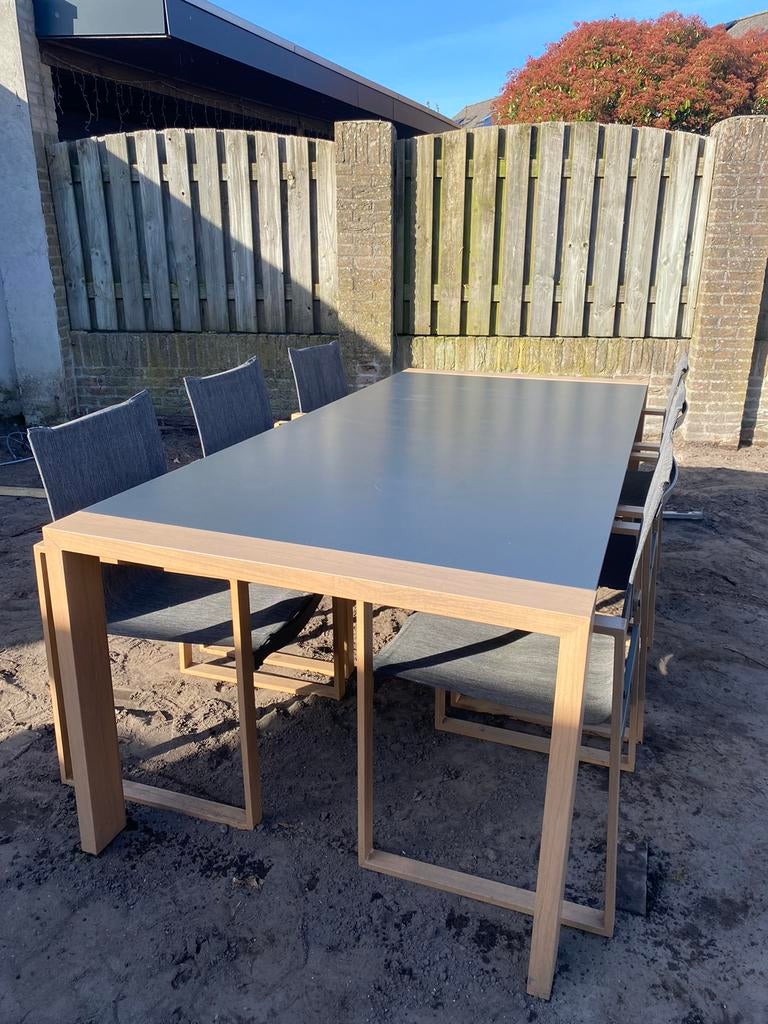 Bois le Duc tuinset 2023 – eettafel met 6 stoelen – 220x100, Ophalen, Gebruikt, Eettafel, 6 zitplaatsen
