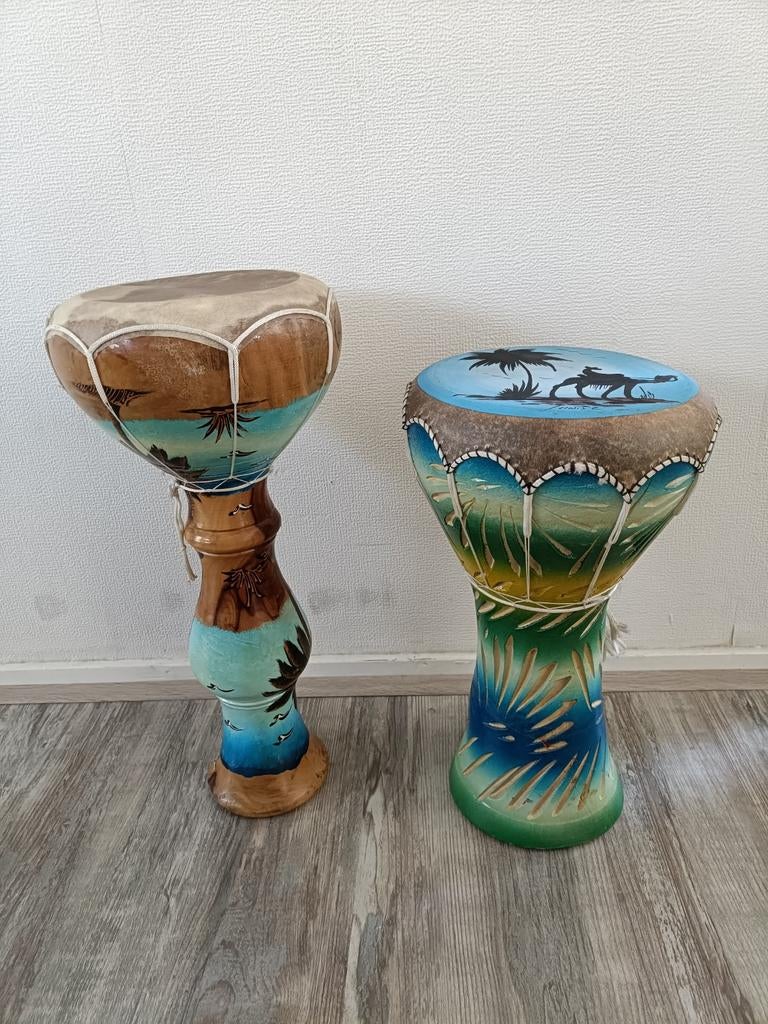 2 trommels (Djembe) aardewerk en hout, Muziek en Instrumenten, Percussie, Ophalen of Verzenden, Trommel