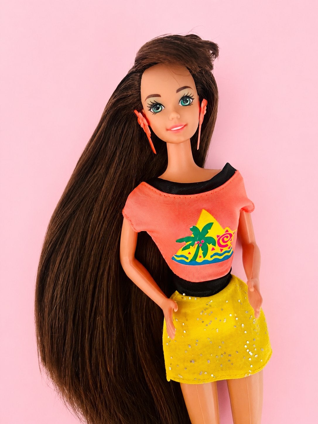 Mattel Barbie Glitter Haar brunette, Ophalen of Verzenden, Gebruikt, Barbie