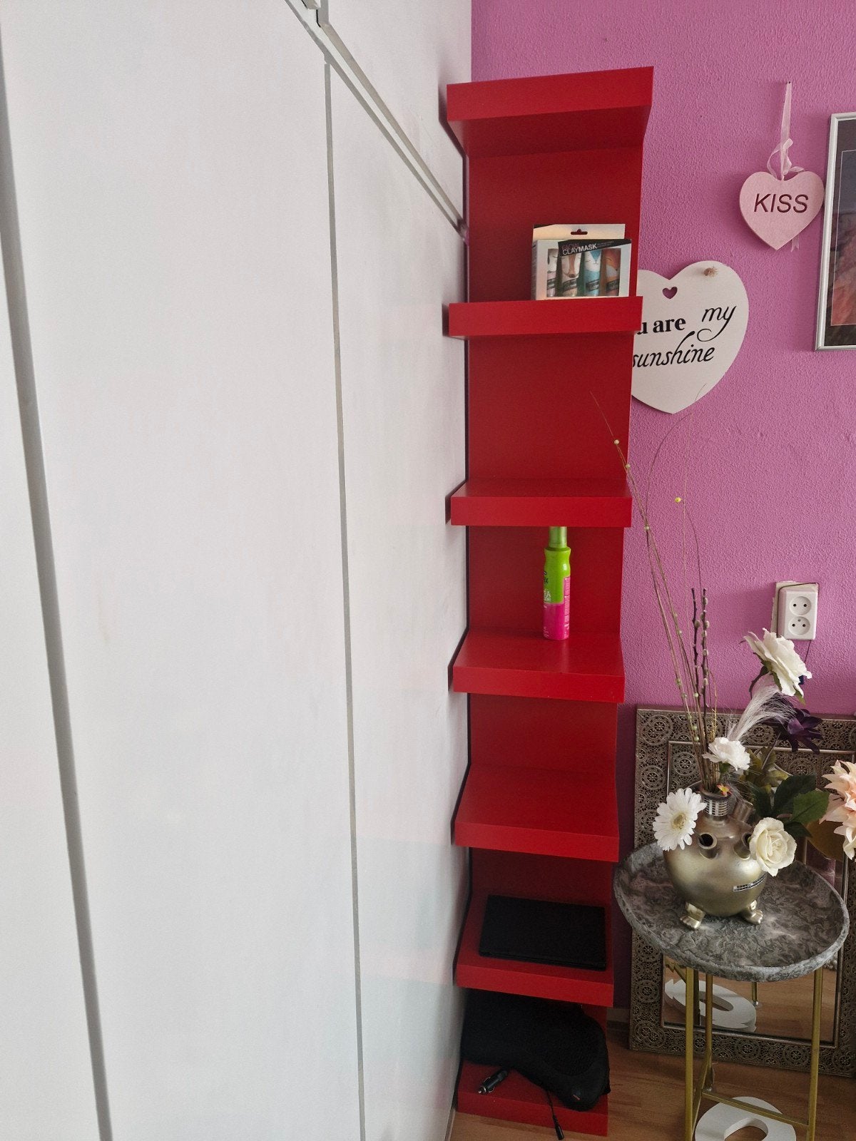 Rood kastje / smalle boekenkast - H190xB30xD30, Ophalen
