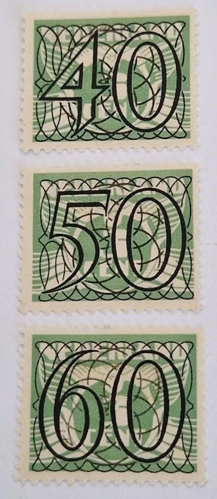 Nederland 1940 - nvph 366-367-368 - Cijfer type 'Guilloche', Postzegels en Munten, Postzegels | Nederland, Ophalen of Verzenden