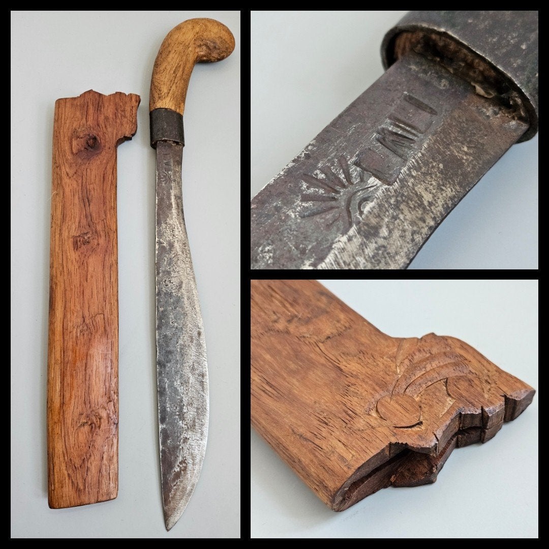 Indonesische golok, Parang machete. met houten schede, Hout, Wapen, Ophalen of Verzenden, Handgemaakt