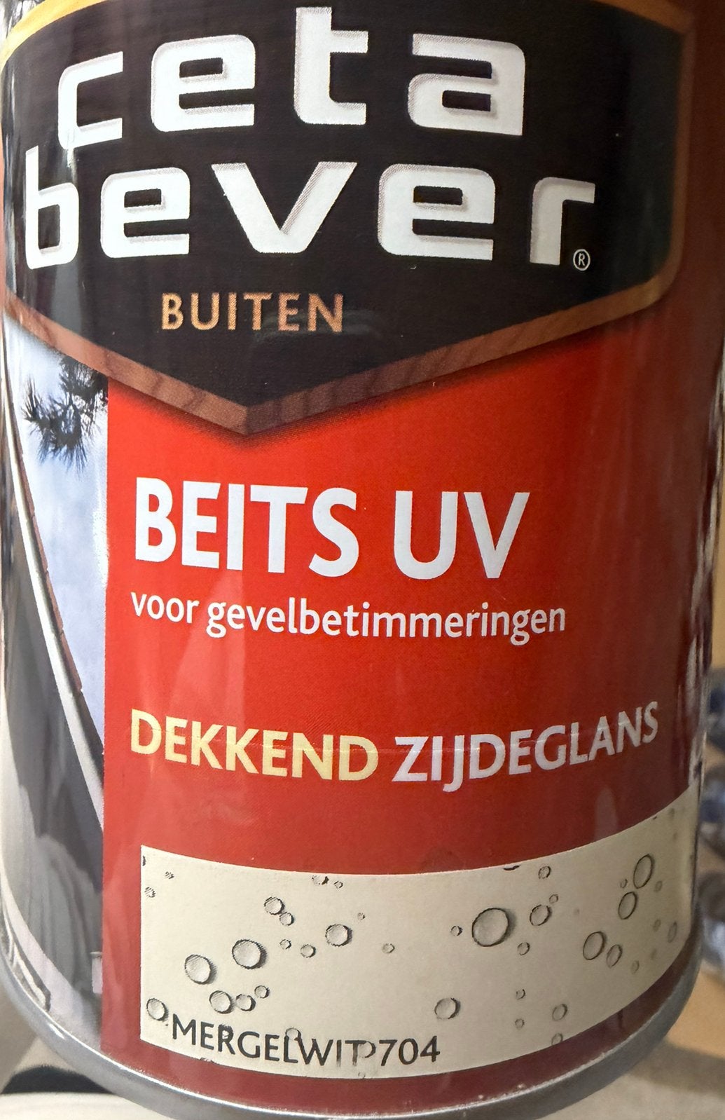 Cetabever dekkende beits mergelwit 0,75liter, Ophalen of Verzenden, Nieuw, Hout, Minder dan 3 meter