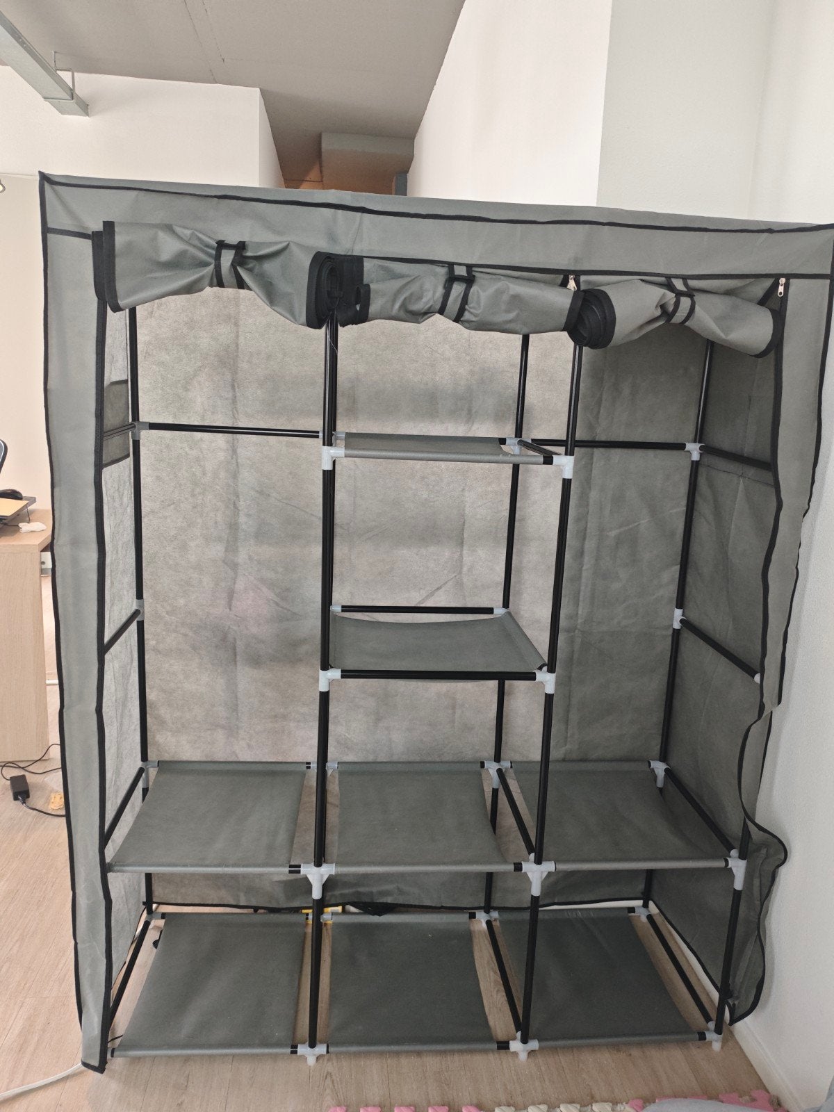 Portable wardrobe/fabric cabinet with shelves, Huis en Inrichting, Kasten | Kledingkasten, Ophalen, Overige materialen, 100 tot 150 cm