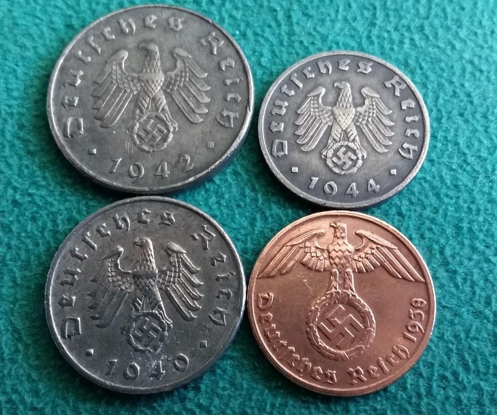 Duits wo2 munt set 4 geld Duitse rijk oorlogsperiode, Verzamelen, Militaria | Tweede Wereldoorlog, Verzenden, Overige soorten