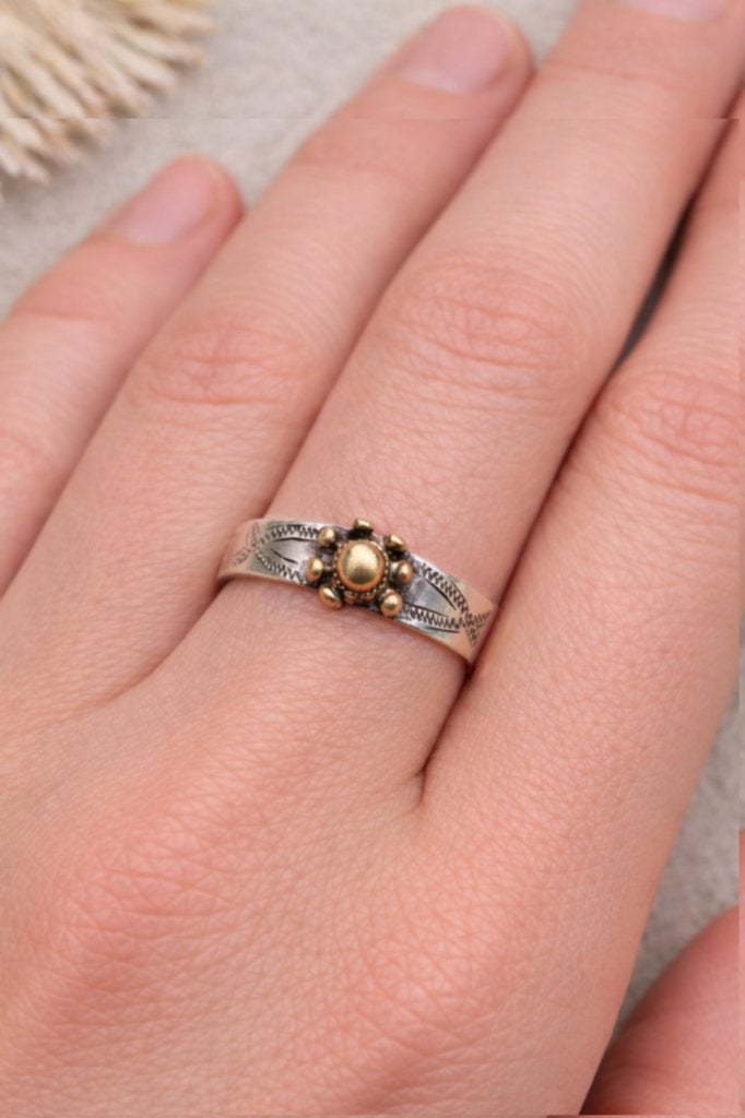 Vintage 925 zilver handgemaakte ring boho/etnisch ca. 17mm, Gebruikt, Ophalen of Verzenden, 17 tot 18, Dame