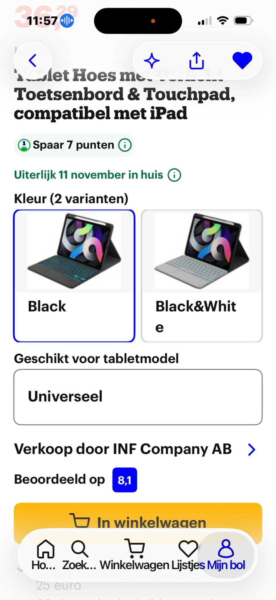 iPad hoes zwart met verlicht toetsenbord en touchpad, Zwart, Nieuw, Hoesje of Tasje, Ophalen of Verzenden