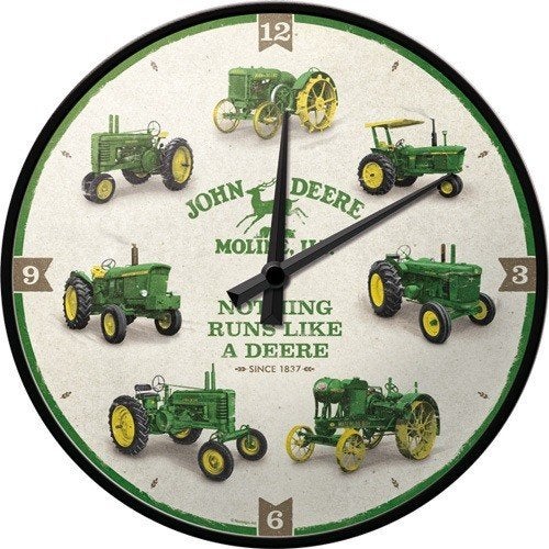 John Deere tractors modellen reclame klok wandklok decoratie, Ophalen of Verzenden, Nieuw, Auto's