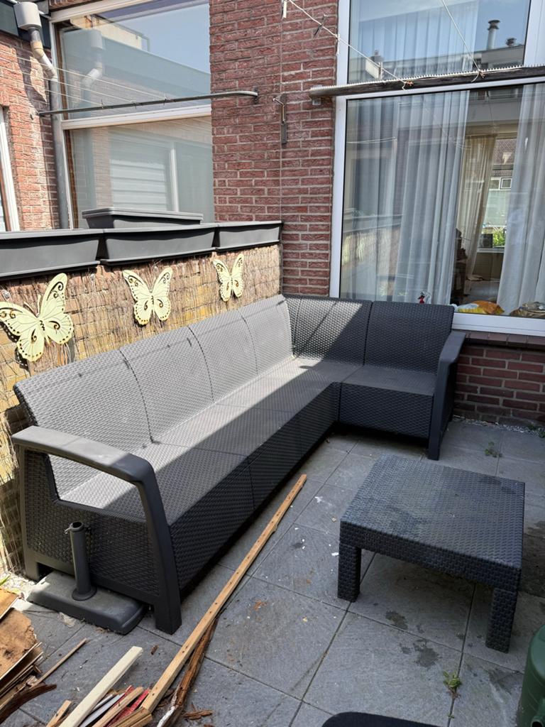 Wicker loungeset met bijzettafel, Ophalen, 4 zitplaatsen, Gebruikt, Loungeset