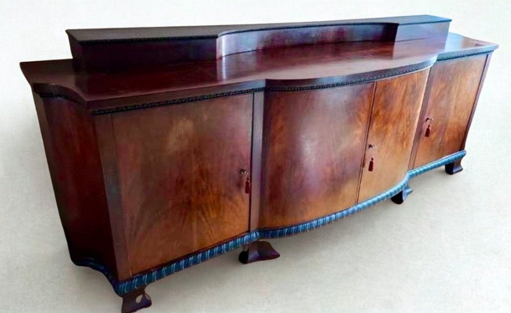Prachtig antiek /art deco dressoir - Gevlamd mahonie, Ophalen of Verzenden