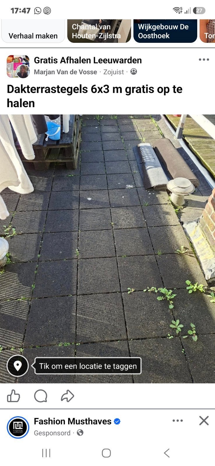 dakterrastegels gratis, Tuin en Terras, Ophalen, Gebruikt, 10 m² of meer, Beton