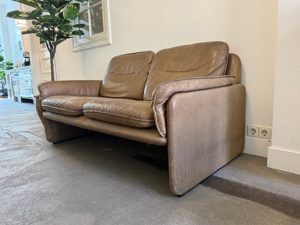 Vintage DS 61 leren bank van De Sede - 2-zitter, jaren '60, Ophalen, Gebruikt, Vintage, Tweepersoons