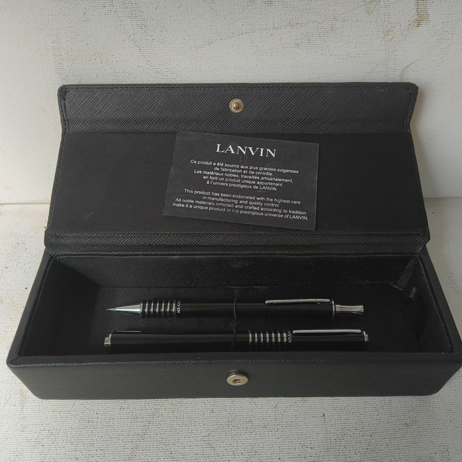 Lanvin Pennenset rollerbal/potlood pen, Verzamelen, Pennenverzamelingen, Overige merken, Balpen, Met doosje, Ophalen of Verzenden
