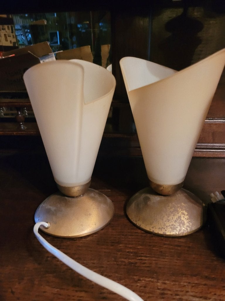 2 Vintage Art Deco kelk tafellampen., Ophalen of Verzenden