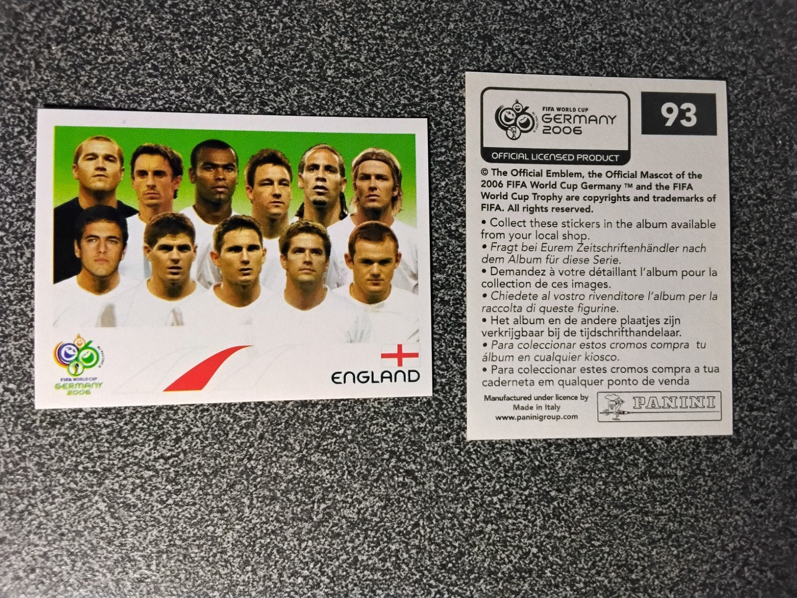 Panini WK 2006 Engeland Teamfoto Sticker, Ophalen of Verzenden, Zo goed als nieuw, Poster, Plaatje of Sticker