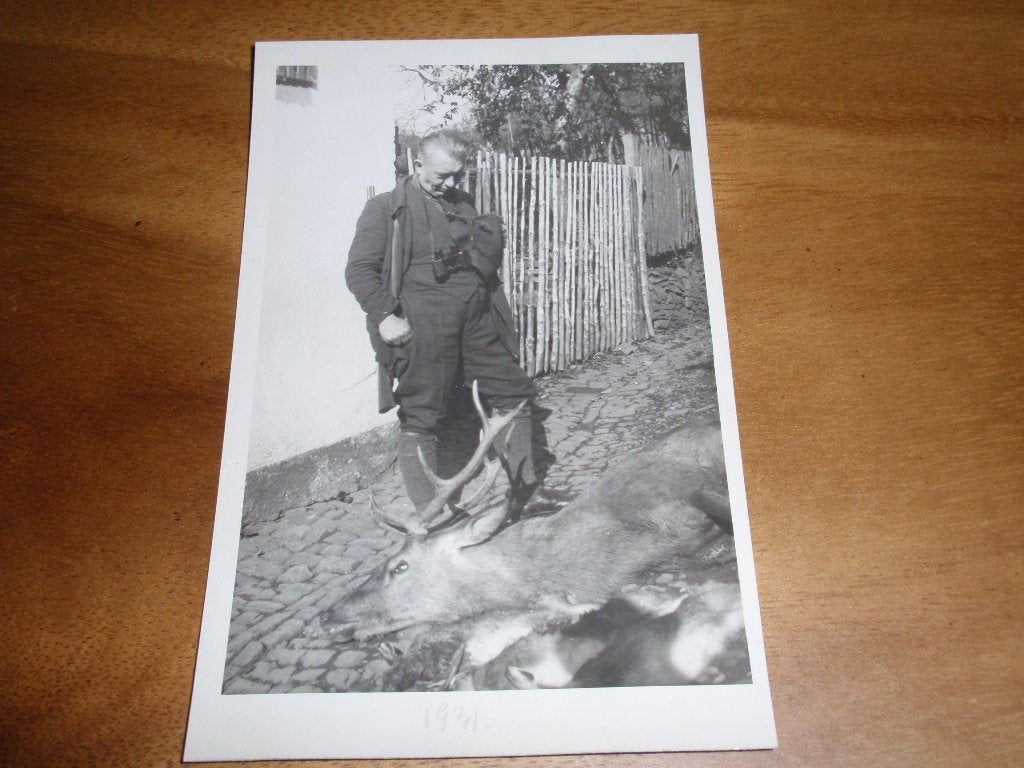 Fotokaart Jager met geschoten hert Jacht Prooi Dood dier, Verzenden, 1940 tot 1960, Ongelopen, Overige thema's