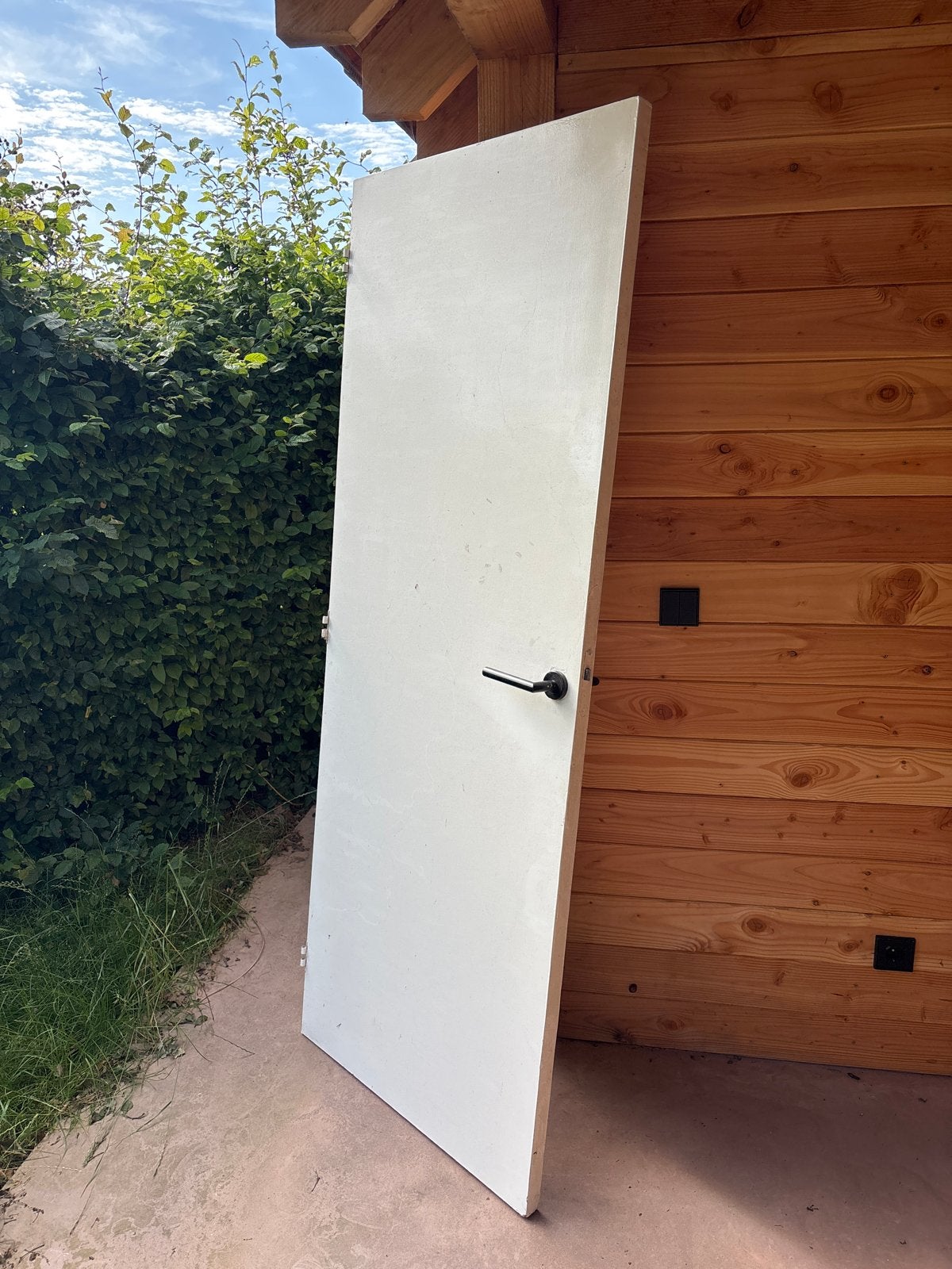 Witte binnendeur met zwart deurbeslag, Ophalen, Gebruikt, 80 tot 100 cm, Binnendeur