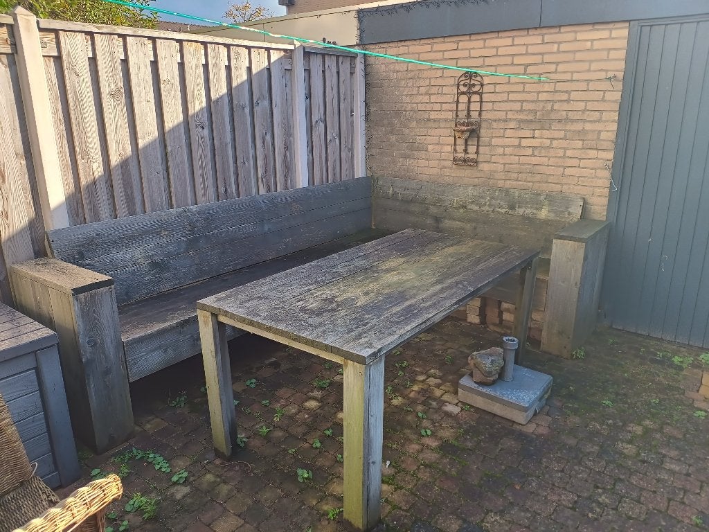 Houten tuinbank, Tuin en Terras, Ophalen, Gebruikt, Hout