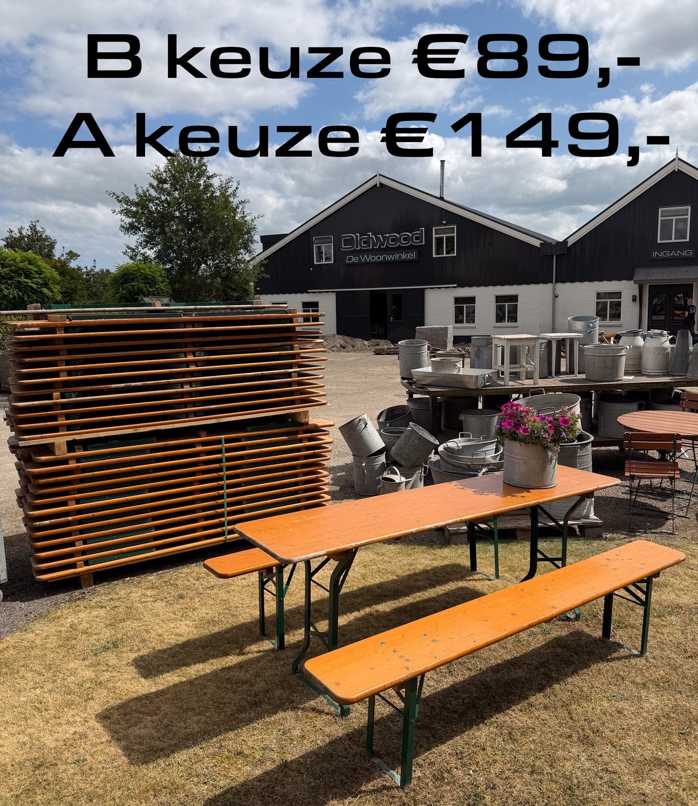 Bierset | Biertafel | Bierbank | Picknick tafel | Klapbank, Ophalen, Gebruikt, Inklapbaar, Rechthoekig