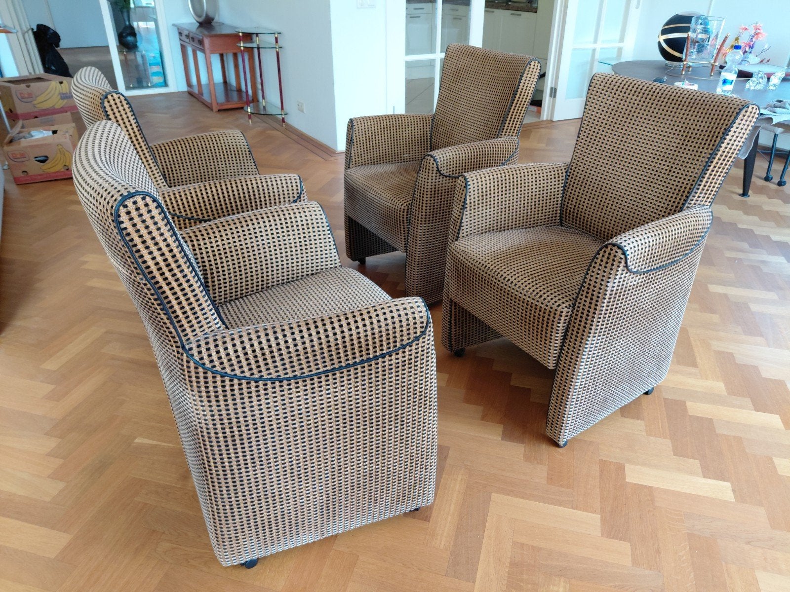Set van 4 Paul Hofstede Wonen fauteuils, Huis en Inrichting, Stoelen, Gebruikt, Vier, Stof, Overige kleuren, Ophalen
