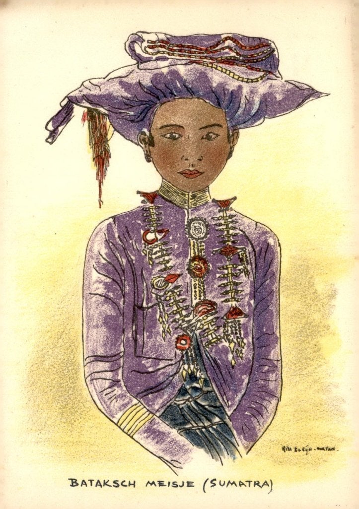 Ned. Indië Sumatra Bataksch meisje # 217, Verzenden, 1920 tot 1940, Ongelopen, Buiten Europa