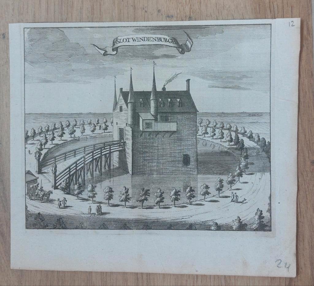 12 / 'Slot Windenburgh te Dreischor kopergravure uit 1696, Ophalen of Verzenden