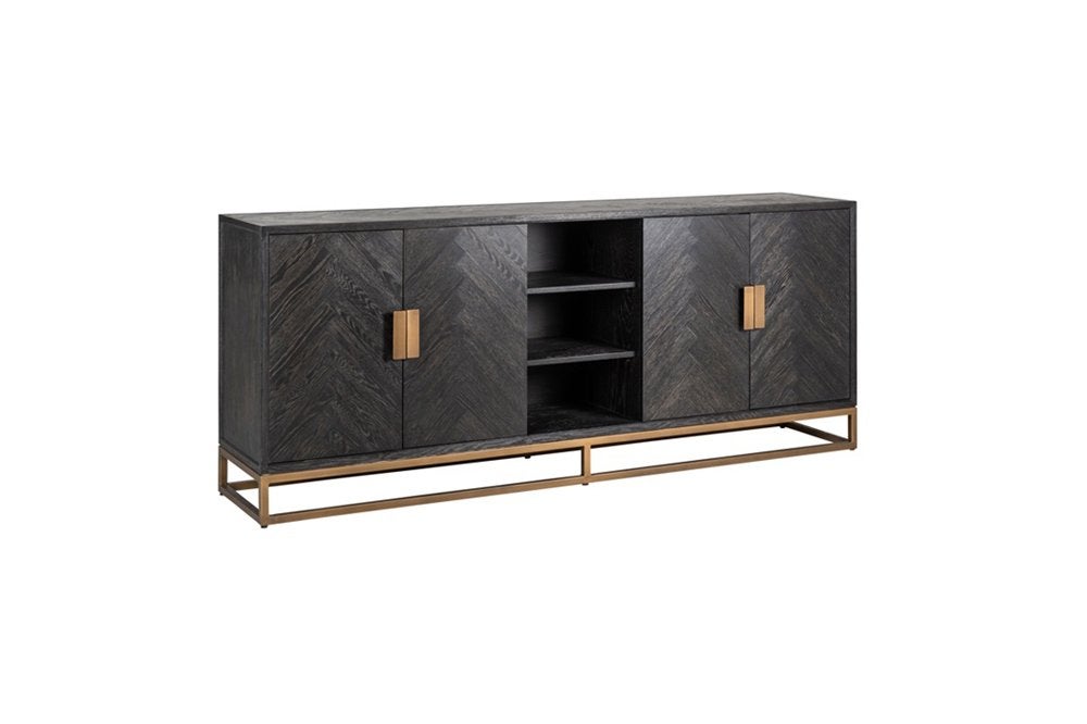 Richmond Interiors Dressoir Blackbone goud 225cm, Ophalen, Nieuw, 200 cm of meer, 25 tot 50 cm