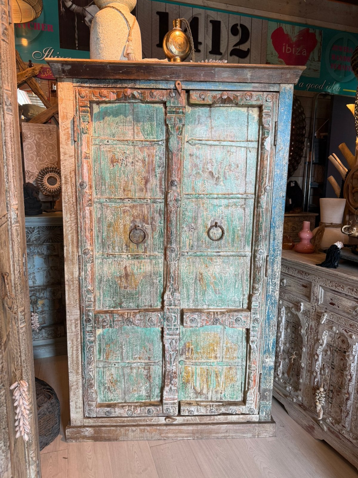Prachtige India/Ibiza style kast, Ophalen, Zo goed als nieuw, 25 tot 50 cm, 50 tot 100 cm