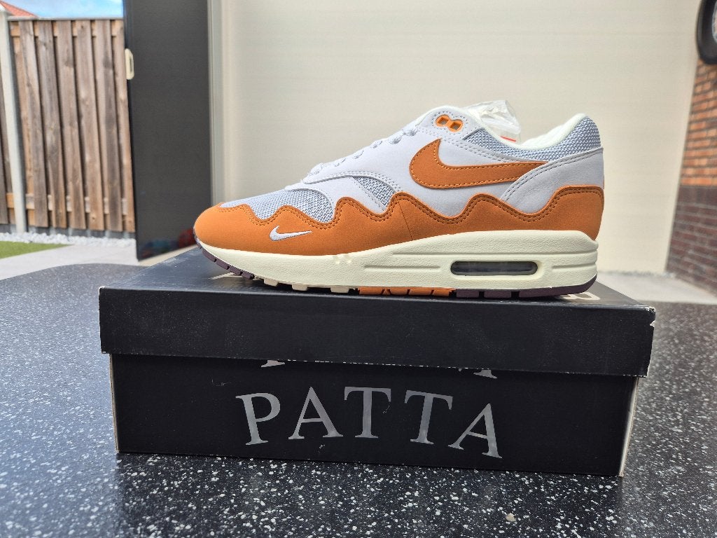 Nike Air Max 1 Patta Wave Monarch 41 White Blue Black Atmos, Nike air max, Wit, Nieuw, Ophalen of Verzenden