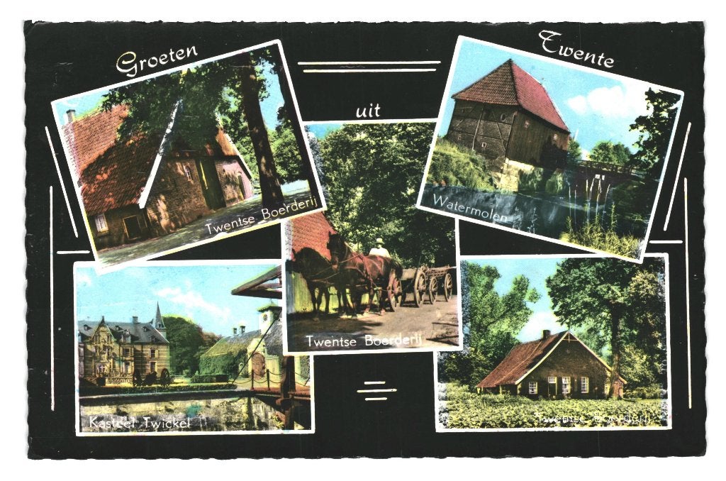939819 Twente O 1963 Boerderij Watermolen Gelopen met zegel