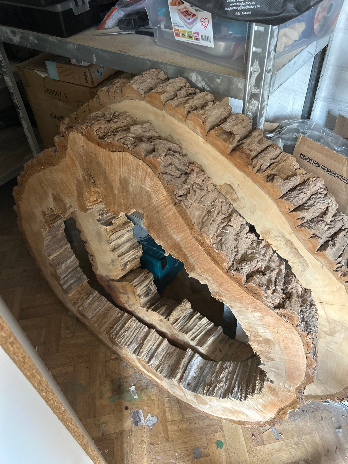 Unieke Kurkeik Stamdoorsnede - 100cm lang 12 cm diep, Ophalen, Hout, Gebruikt, Overige stijlen