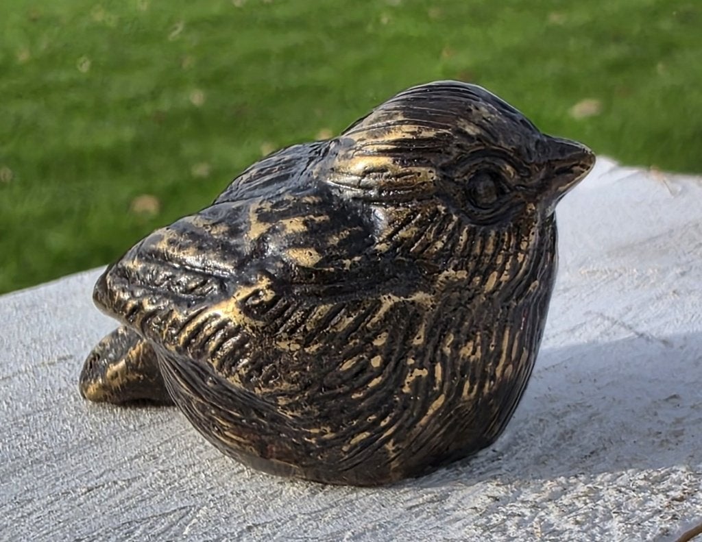 MINI MUSJE / VOGELTJE / BRONS, Dierenbeeld, Nieuw, Metaal, Info@huisentuindecoratiemarie.nl