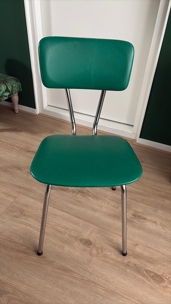 Retro Groene Stoel - Vintage Design, Ophalen, Gebruikt, Overige kleuren, Metaal