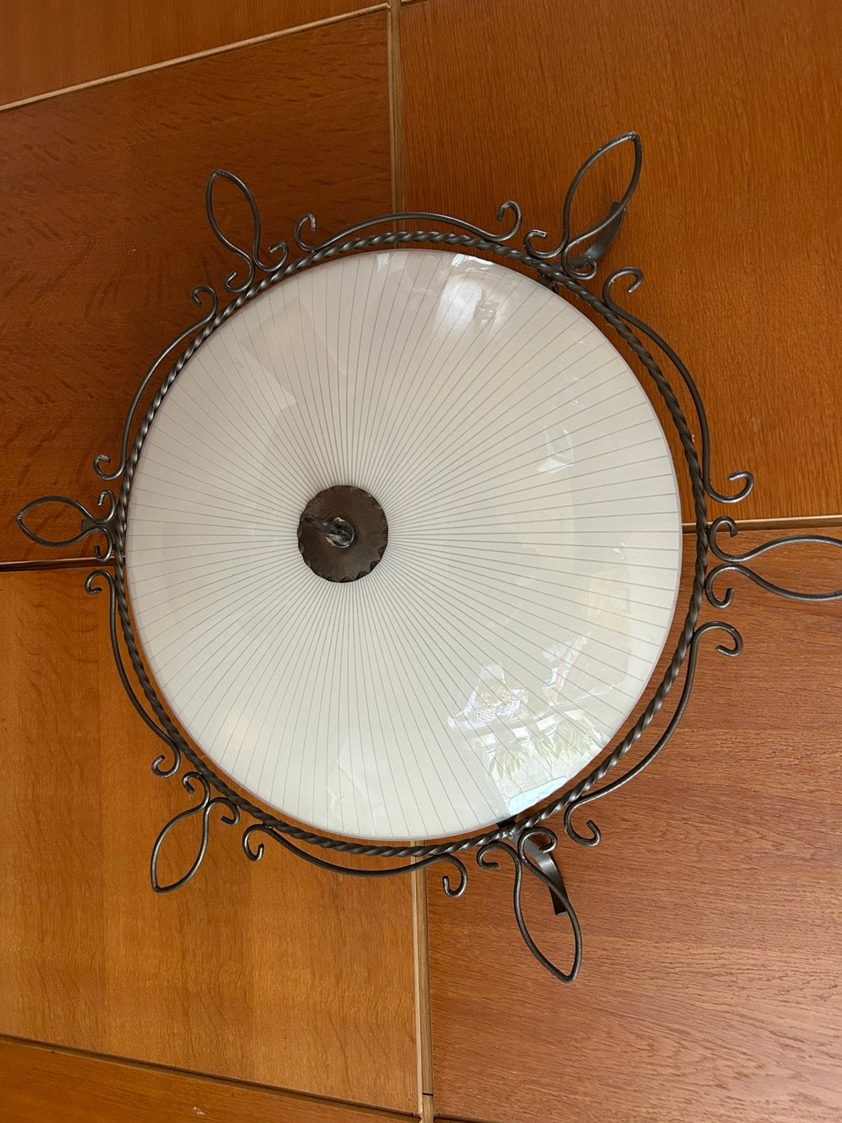 Plafonniere vintage groot jaren 70, Huis en Inrichting, Lampen | Plafondlampen, Ophalen of Verzenden, Zo goed als nieuw, Glas