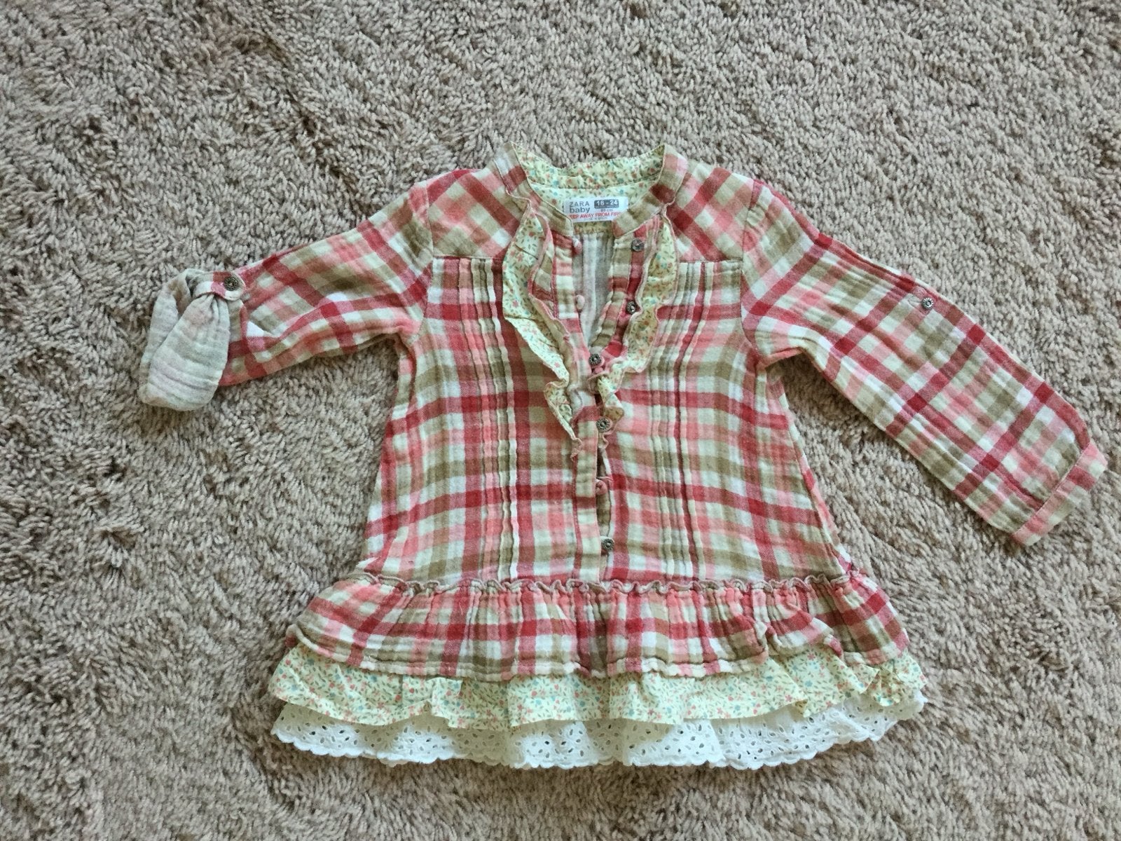 Zara Baby geruit jurkje/tuniekje 18-24 maat 86.Nieuwstaat, Kinderen en Baby's, Ophalen of Verzenden, Nieuw, Meisje, Jurkje of Rokje