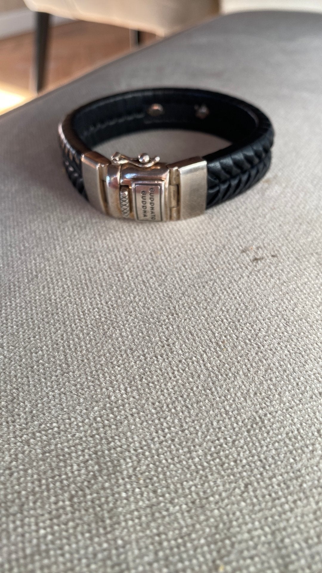 Buddha to buddha armband met leer, Ophalen, Zo goed als nieuw, Zwart, Leer
