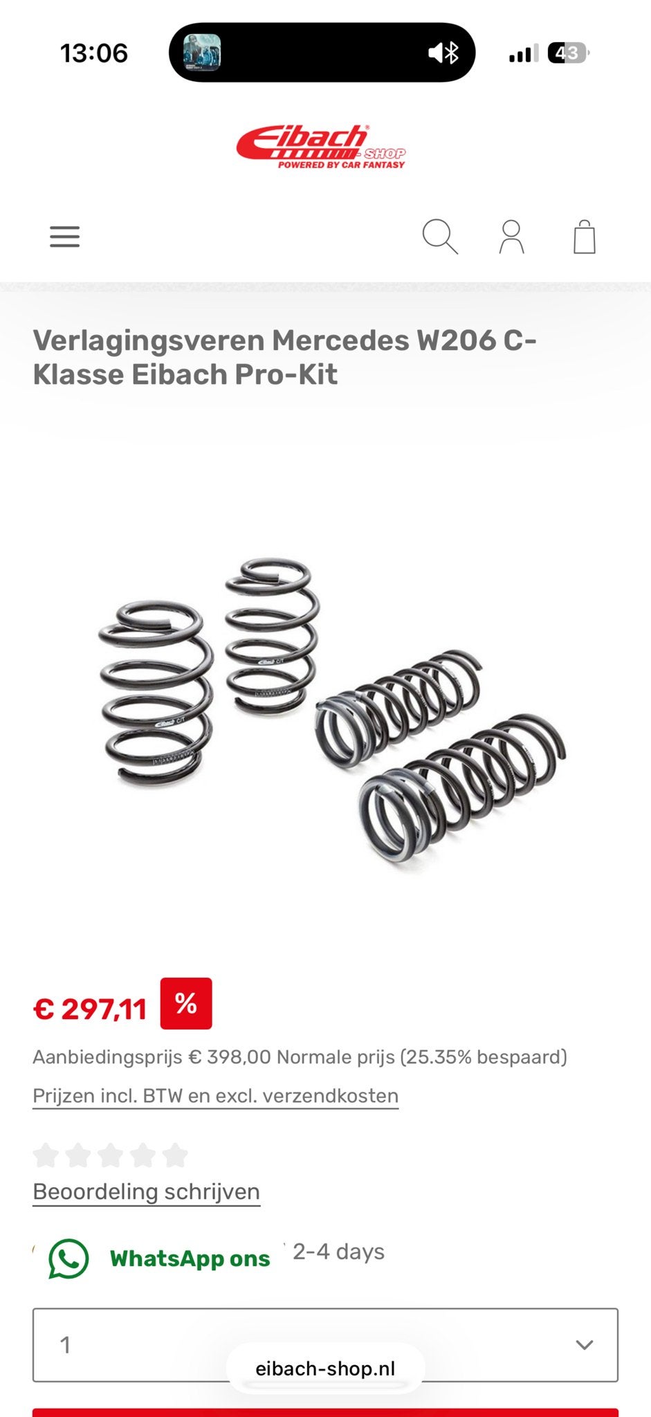 Eibach Pro-Kit Verlagingsveren Mercedes W206 C-Klasse, Ophalen of Verzenden, Gebruikt, Mercedes-Benz