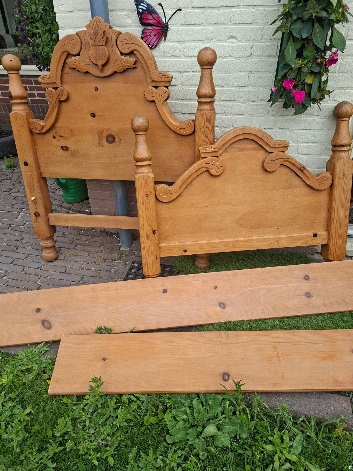 Grenen bed, Huis en Inrichting, Slaapkamer | Bedden, Gebruikt, 90 cm, Eenpersoons, Ophalen of Verzenden