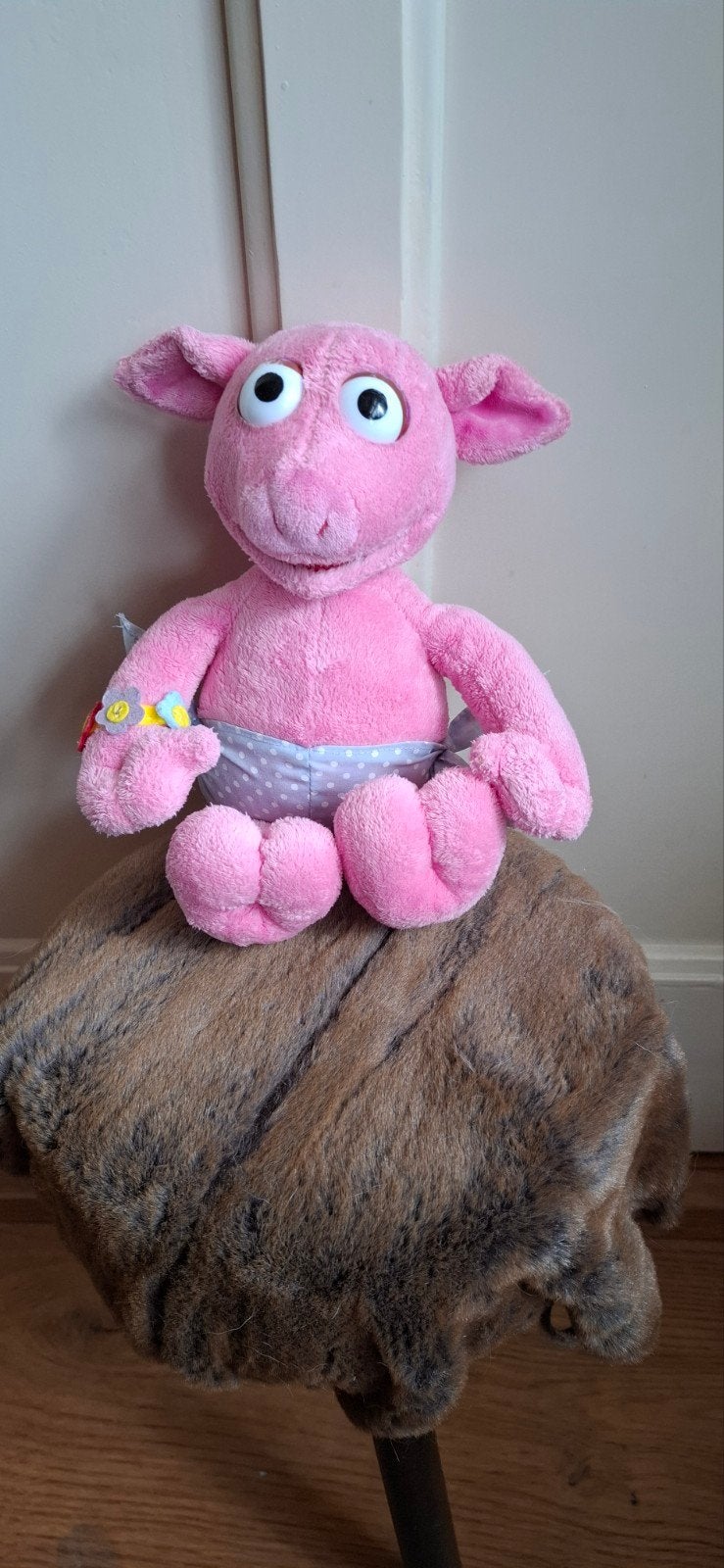 Sesamstraat varken purk roze velours met zwembroek blauw, Overige merken, Overige karakters, Overige typen, Nieuw