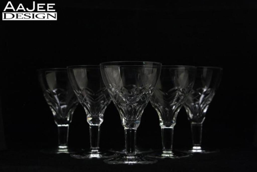 6 Royal Leerdam – Serie Valeta – Wijnglas – Kristal – 1952, Ophalen of Verzenden, Gebruikt, Overige typen