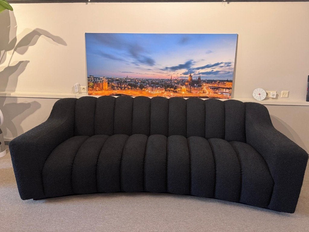 Eichholtz Sofa Kelly - Bouclé Black, Ophalen, 100 tot 125 cm, Driepersoons, Zo goed als nieuw