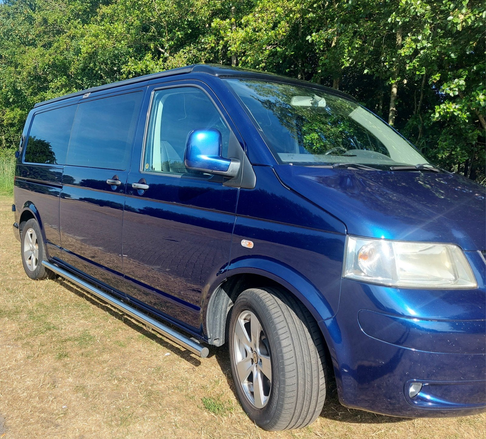 Volkswagen T5 Camperbus L2, Auto's, Achterwielaandrijving, Metallic lak, Blauw, Leder